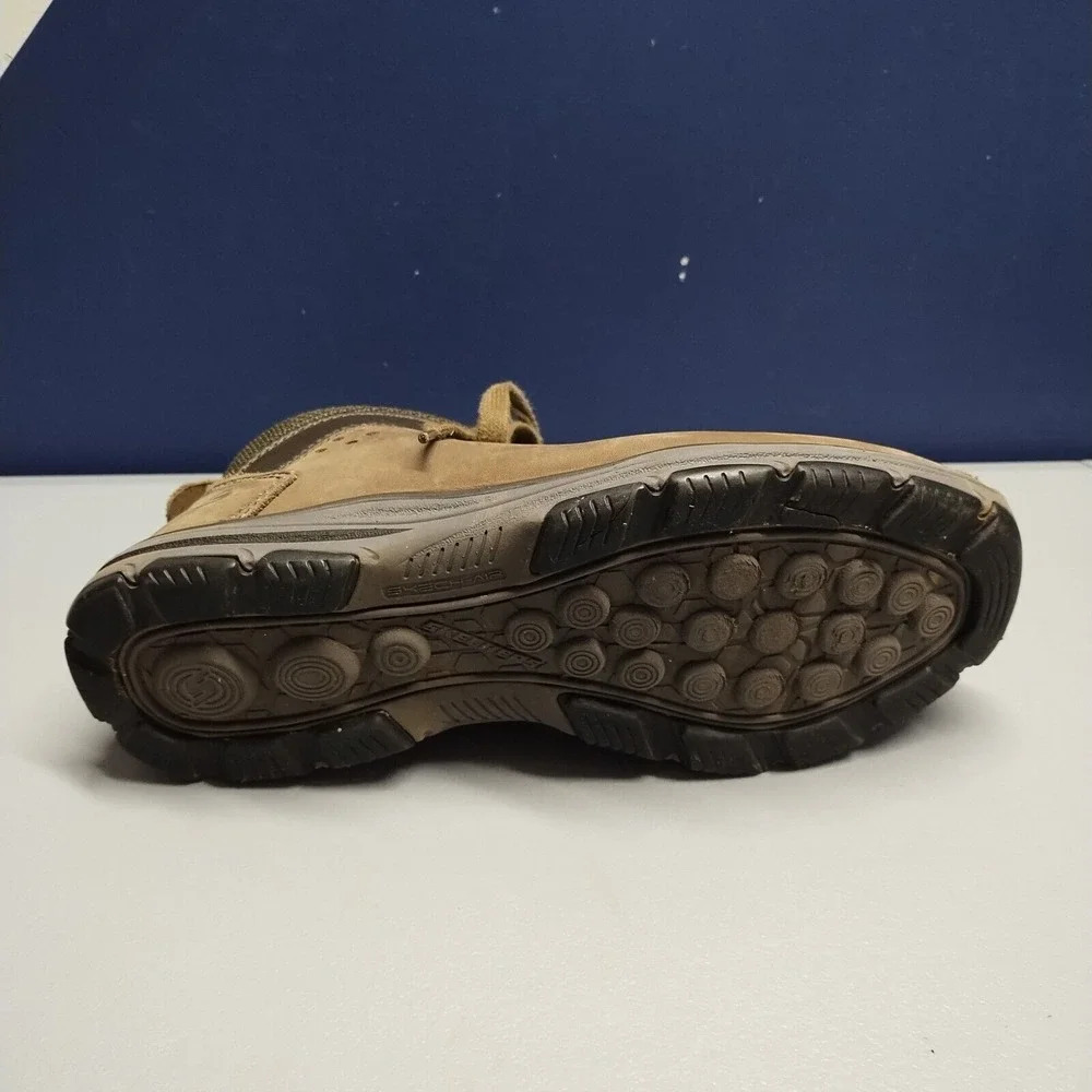 Skechers Classic Fit Boots Mens Size 8.5 Brown Leather Memory Foam Lace Up 65169